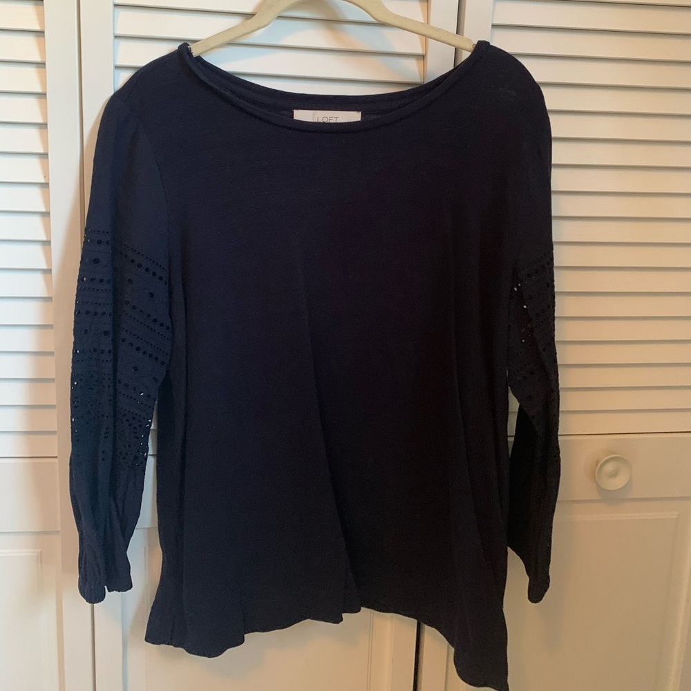 LOFT 3/4 sleeve sweater with eyelet sleeves | size M